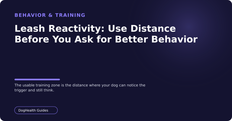 Leash Reactivity: Use Distance Before You Ask for Better Behavior — The usable training zone is the distance where your dog can notice the trigger and still think.