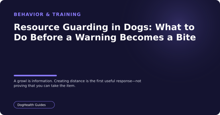 Resource Guarding in Dogs: What to Do Before a Warning Becomes a Bite — A growl is information. Creating distance is the first useful response—not proving that you can take the item.
