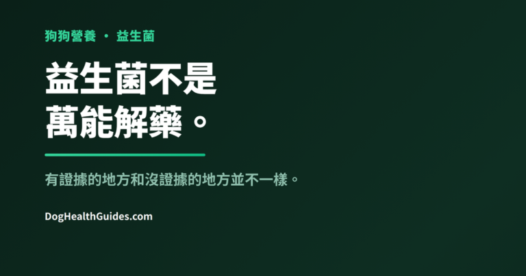 食盆旁的益生菌補充劑，展示菌株選擇的重要性