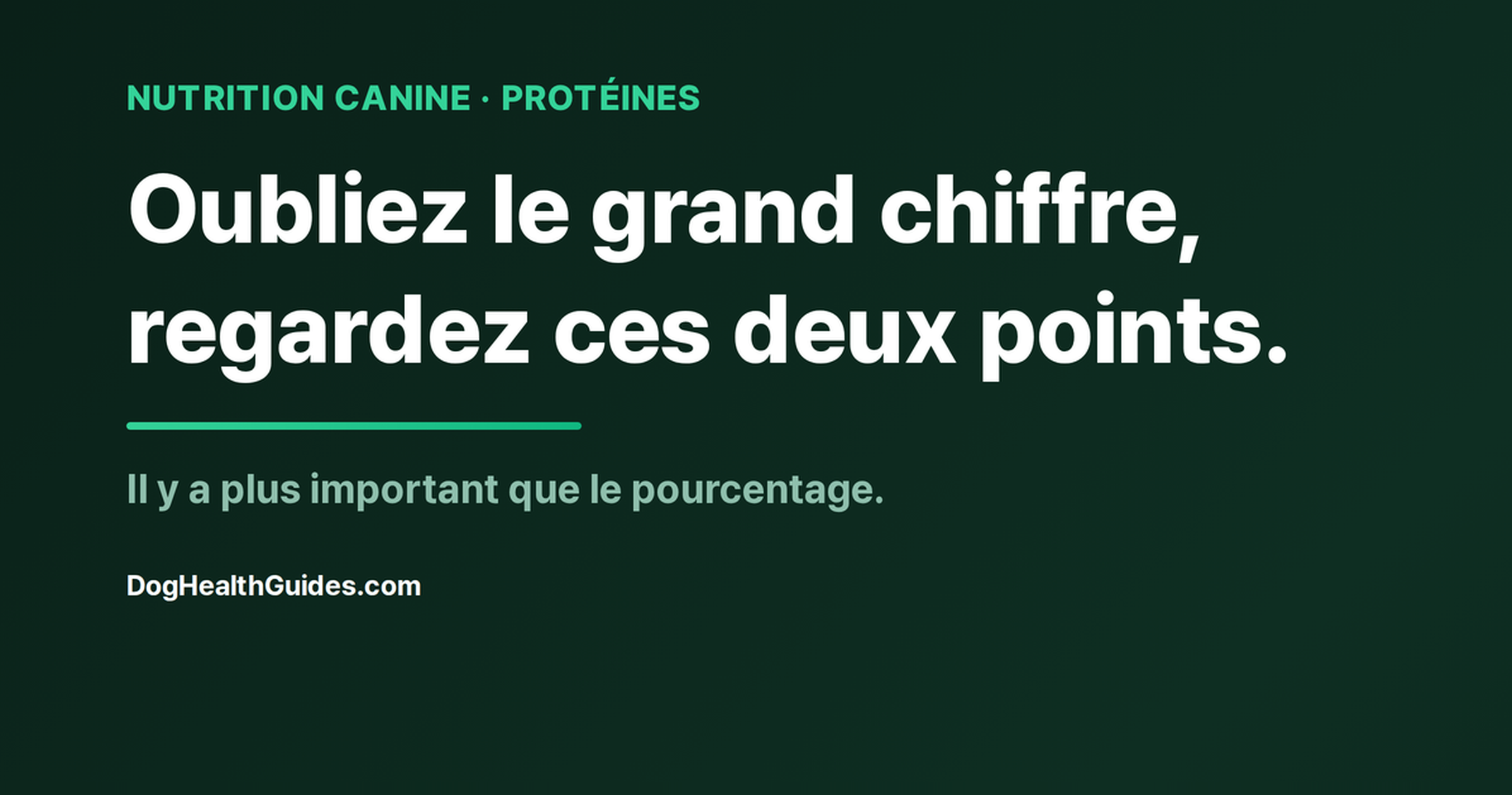 Étiquette d'aliment pour chien avec le pourcentage de protéines entouré, illustrant le mythe des protéines élevées