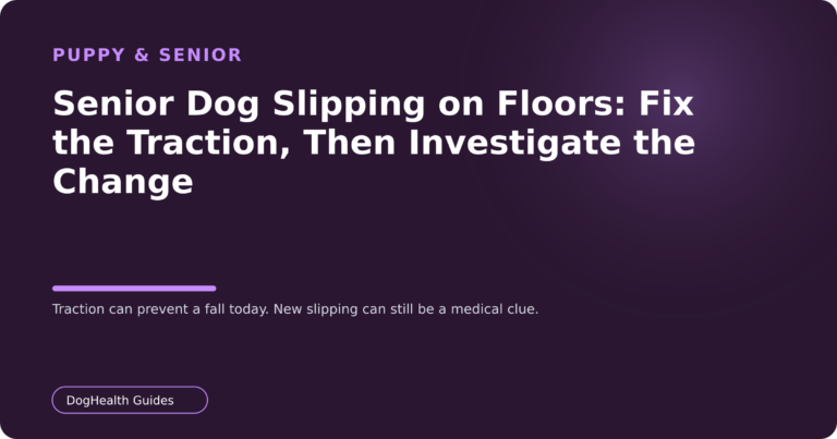 Senior Dog Slipping on Floors: Fix the Traction, Then Investigate the Change — Traction can prevent a fall today. New slipping can still be a medical clue.