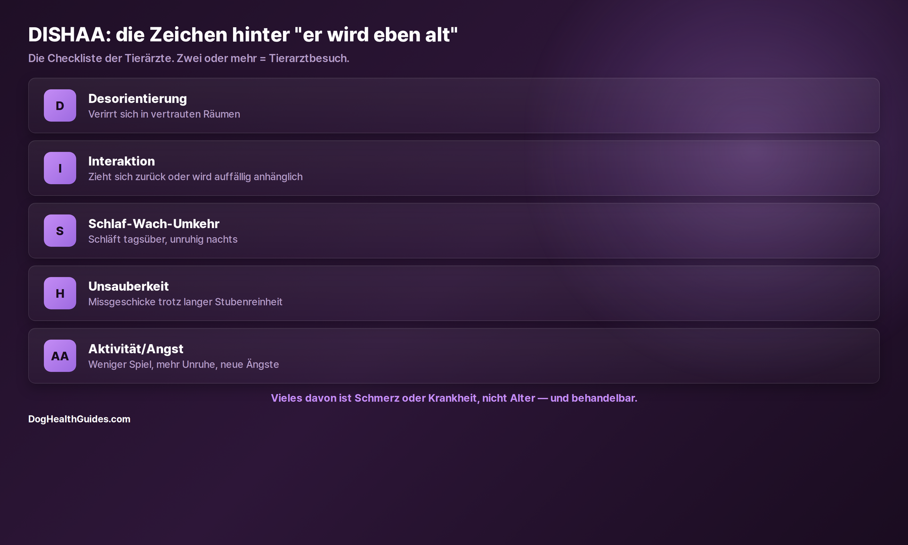 DISHAA-Checkliste fuer kognitiven Abbau bei Hunden